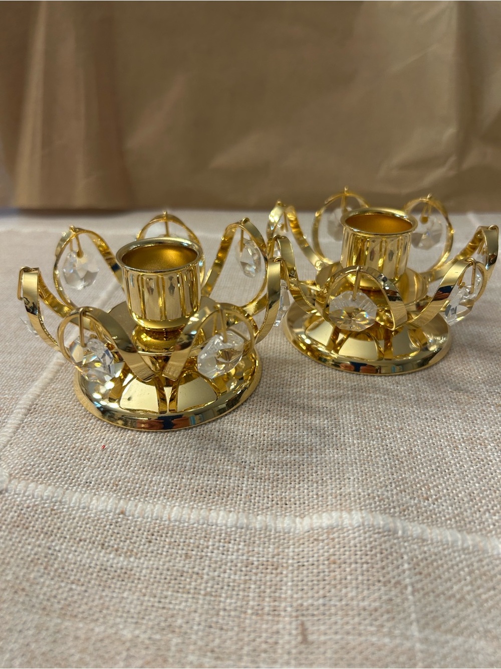 2 Swarovski Crystal candlestick holders
